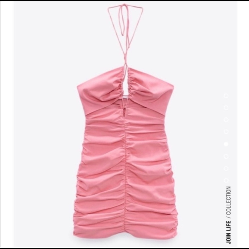 Zara pink cutout ruched dress